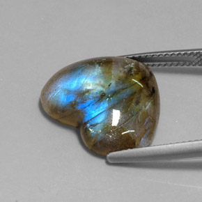 Labradorite naturale multicolore da 10,21 ct, trasparente, trasparente/traslucido