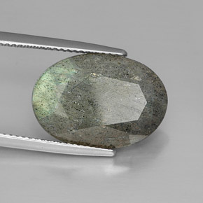 Labradorite naturale multicolore da 10,77 ct, taglio ovale, opaco