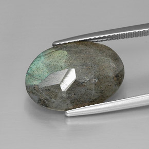 Labradorite naturale multicolore da 10,77 ct, taglio ovale, opaco