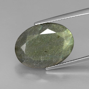 Labradorite naturale multicolore da 10,59 ct, taglio ovale, opaco