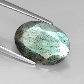 Labradorite naturale multicolore da 10,24 ct, taglio ovale, opaco