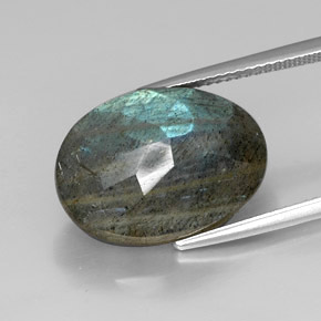 Labradorite naturale multicolore da 13,24 ct, taglio ovale, opaco