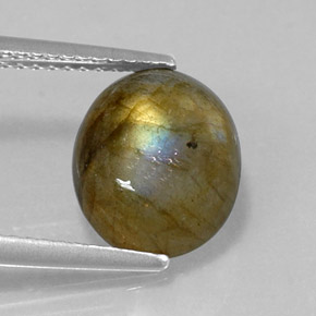 Labradorite naturale multicolore da 3,60 ct, taglio ovale, opaco
