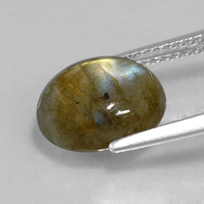 Labradorite naturale multicolore da 3,60 ct, taglio ovale, opaco
