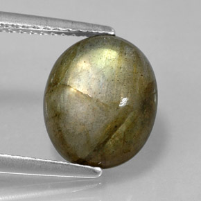 Labradorite naturale multicolore da 4,58 ct, taglio ovale, opaco