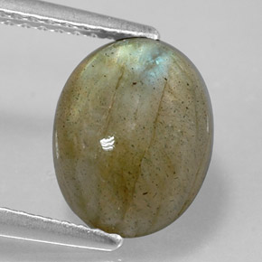 Labradorite naturale multicolore da 3,59 ct, taglio ovale, opaco