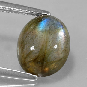 Labradorite naturale multicolore da 2,98 ct, taglio ovale, opaco