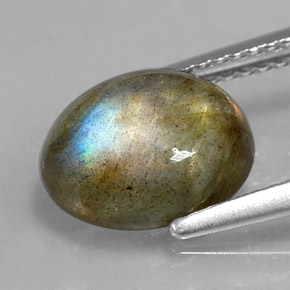 Labradorite naturale multicolore da 2,98 ct, taglio ovale, opaco