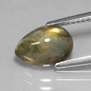 Labradorite naturale multicolore da 2,09 ct, taglio a pera, traslucido