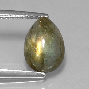 Labradorite naturale multicolore da 2,09 ct, taglio a pera, traslucido