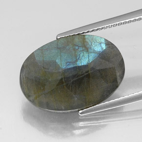 Labradorite Multicolore naturale da 10.88 ct, Taglio ovale, Traslucido