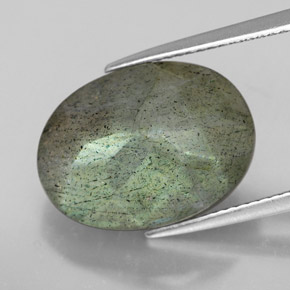 Labradorite naturale multicolore da 10,81 ct, taglio ovale, traslucido