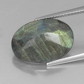 Labradorite naturale multicolore da 10,53 ct, taglio ovale, opaco