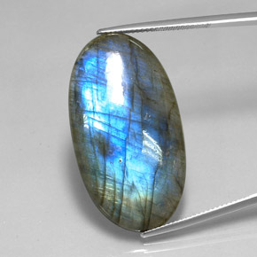 Labradorite naturale multicolore da 32,75 ct, taglio ovale, traslucido