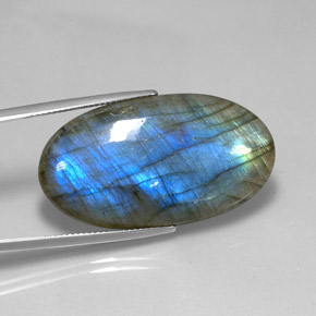 Labradorite naturale multicolore da 32,75 ct, taglio ovale, traslucido