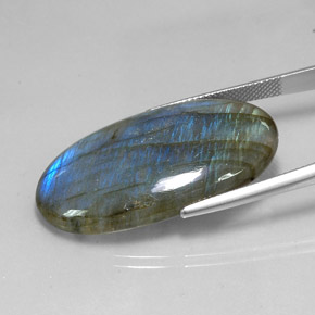 Labradorite naturale multicolore da 32,75 ct, taglio ovale, traslucido