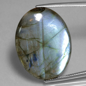 Labradorite naturale multicolore da 28,90 ct, taglio ovale, traslucido