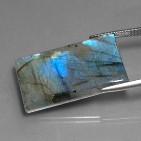 Labradorite naturale multicolore da 35,25 ct, baguette, traslucido