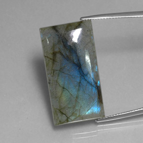Labradorite naturale multicolore da 29,27 ct, baguette, traslucido