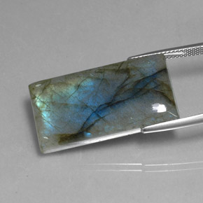Labradorite naturale multicolore da 29,27 ct, baguette, traslucido