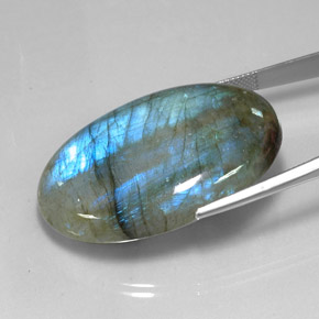 Labradorite naturale multicolore da 81,11 ct, taglio ovale, traslucido