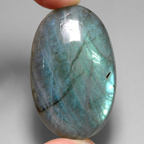 Labradorite naturale multicolore da 77,11 ct, taglio ovale, traslucido