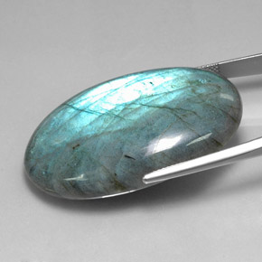 Labradorite naturale multicolore da 77,11 ct, taglio ovale, traslucido