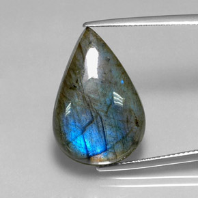 Labradorite naturale multicolore da 18,23 ct, taglio a pera, traslucido