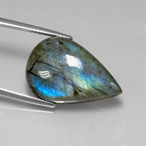 Labradorite naturale multicolore da 18,23 ct, taglio a pera, traslucido