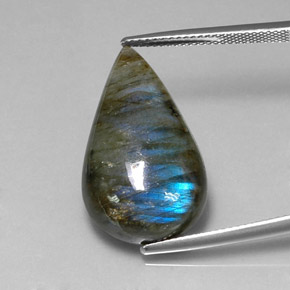 Labradorite Multicolore naturale da 21.56 ct, Forma a pera, Traslucido