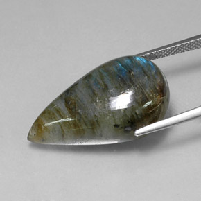 Labradorite Multicolore naturale da 21.56 ct, Forma a pera, Traslucido