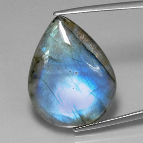 Labradorite Multicolore naturale da 27.17 ct, Forma a pera, Traslucido
