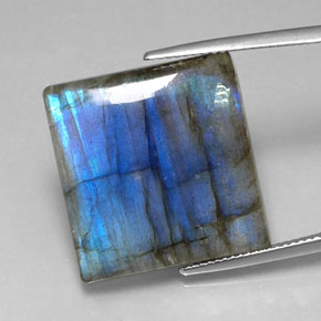 Labradorite naturale multicolore da 26,58 ct, quadrato, traslucido