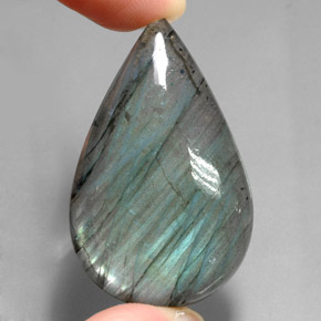 Labradorite naturale multicolore da 71,40 ct, taglio a pera, traslucido