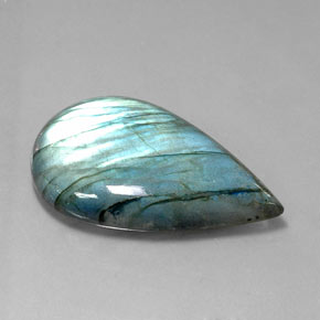 Labradorite naturale multicolore da 71,40 ct, taglio a pera, traslucido