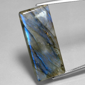 Labradorite naturale multicolore da 22,45 ct, baguette, traslucido