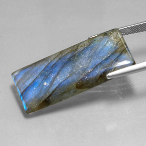 Labradorite naturale multicolore da 22,45 ct, baguette, traslucido