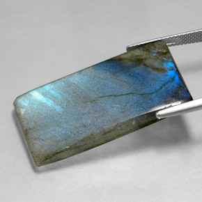 Labradorite naturale multicolore da 35,90 ct, baguette, traslucido