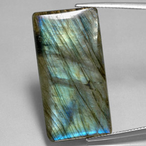 Labradorite naturale multicolore da 29,87 ct, baguette, traslucido