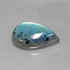 Labradorite naturale multicolore da 28,52 ct, taglio a pera, opaco