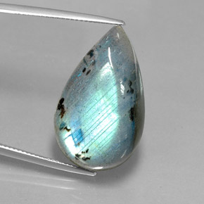 Labradorite naturale multicolore da 28,52 ct, taglio a pera, opaco