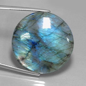 Labradorite naturale multicolore da 56,71 ct, taglio rotondo, traslucido