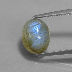 Labradorite naturale multicolore da 2,62 ct, taglio ovale, traslucido