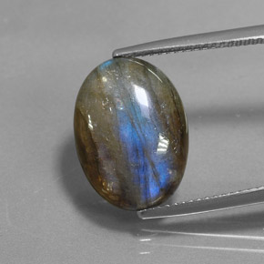 Labradorite naturale multicolore da 6,83 ct, taglio ovale, traslucido