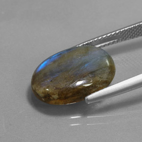 Labradorite naturale multicolore da 6,83 ct, taglio ovale, traslucido