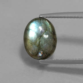 Labradorite naturale multicolore da 3,75 ct, taglio ovale, traslucido