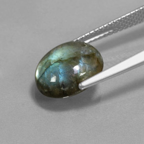 Labradorite naturale multicolore da 3,75 ct, taglio ovale, traslucido