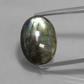 Labradorite naturale multicolore da 7,29 ct, taglio ovale, opaco