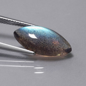 Labradorite naturale multicolore da 5,19 ct, trasparente, trasparente/traslucido