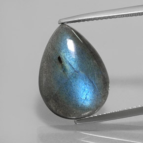Labradorite naturale multicolore da 8,76 ct, taglio a pera, traslucido